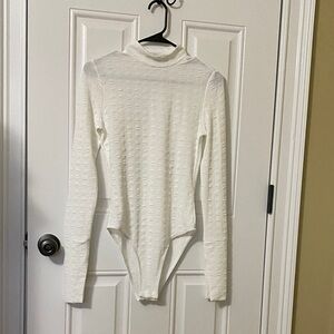 Elegant White Long Sleeve Bodysuit